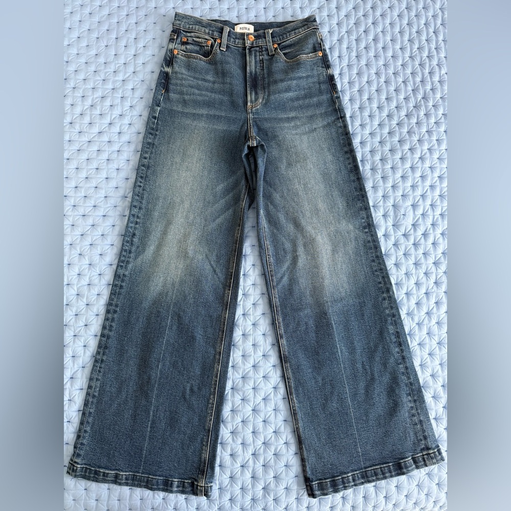 Pistola Wide Leg Denim Blue Jeans